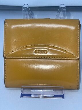 LOEWE Madrid yellow patent leather bifold wallet
